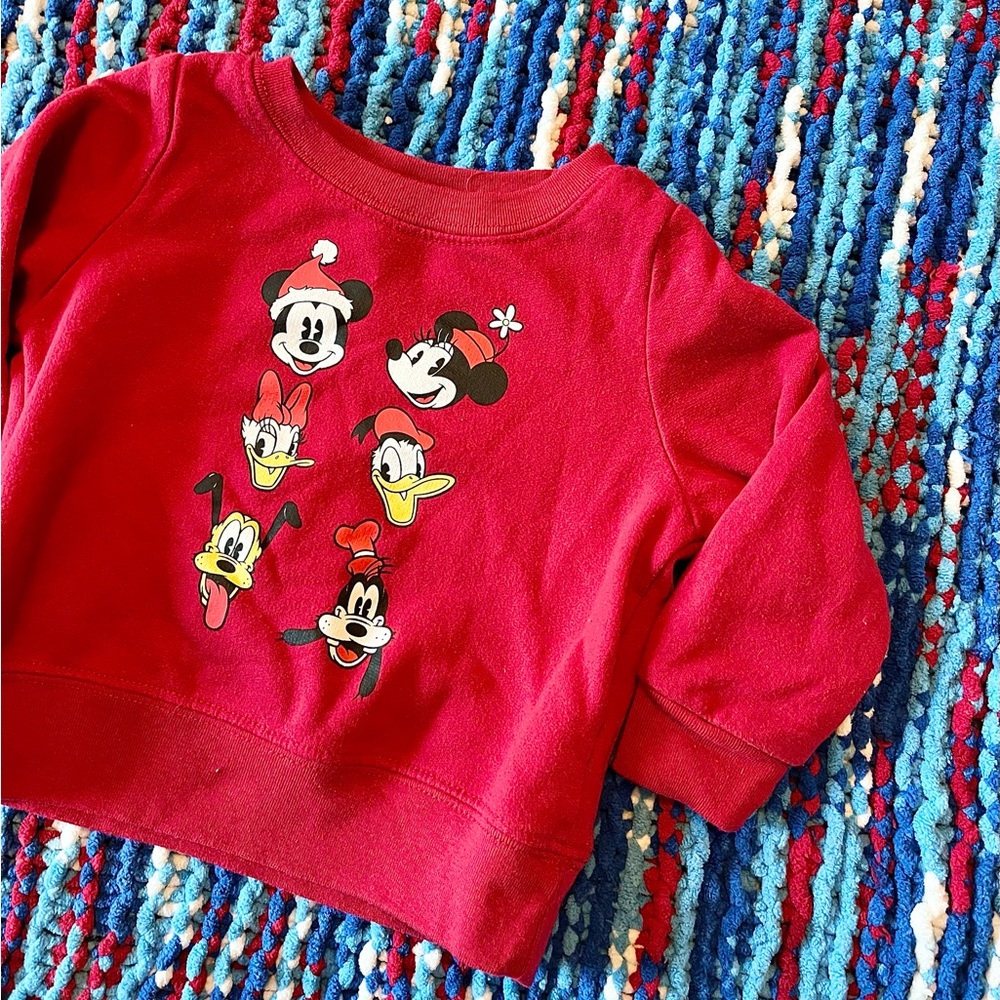 18M Disney Christmas Mickey Mouse & Friends Red Sweatshirt